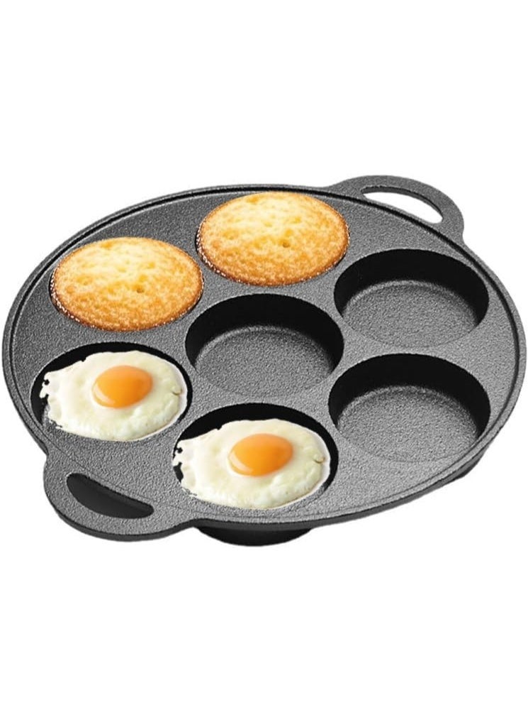WALALLA Cast Iron Egg Frying Pan, 7 Cups Pancake Pan Biscuit Pan Cast Iron Muffin Seasoned Mini Cake Scone Donut Pie Pan for Baking, Egg, Corn Bread, Cupcakes & Dessert - Image 1